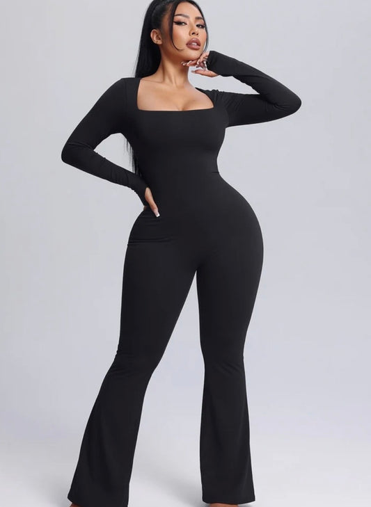 Black Luxe Flare Jumpsuit