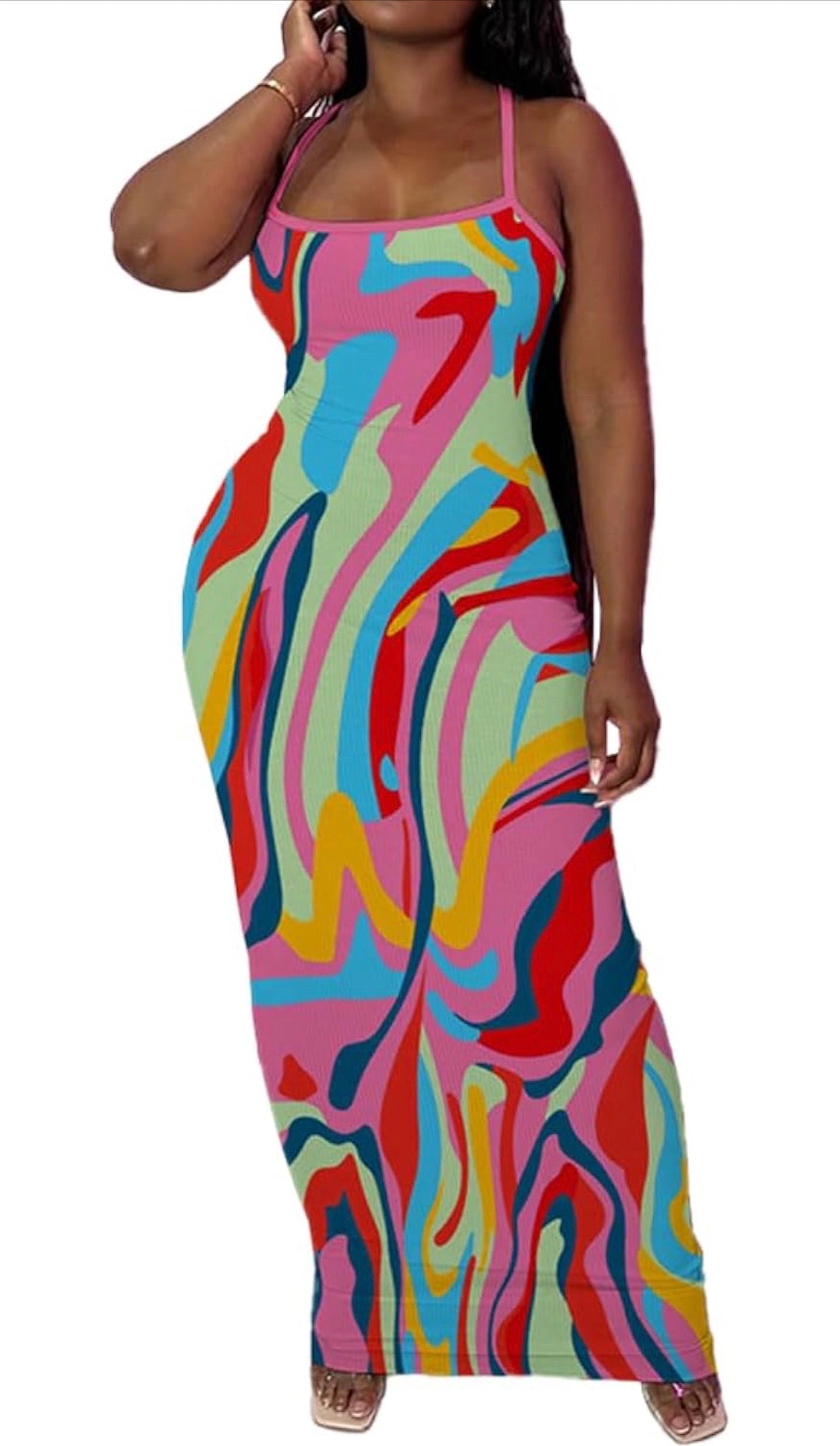 Cotton Candy Swirl Maxi Dress